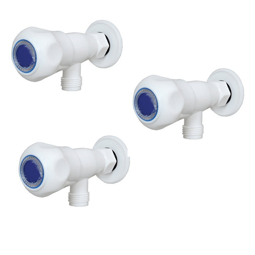     			COSVIT Prince White PVC Angle Cock Tap - 3 PCS Plastic (ABS) Taper cock