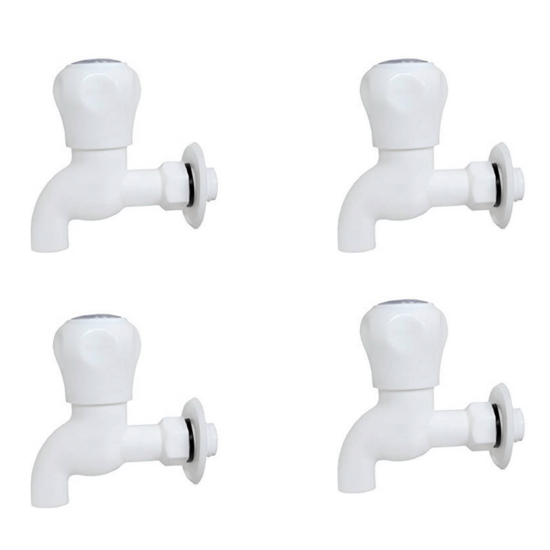 COSVIT Prince White PVC Bib Cock Tap - 4 PCS Plastic (ABS) Bathroom Tap (Bib Cock) COSVIT Prince White PVC Bib Cock Tap - 4 PCS Plastic (ABS) Bathroom Tap (Bib Cock)