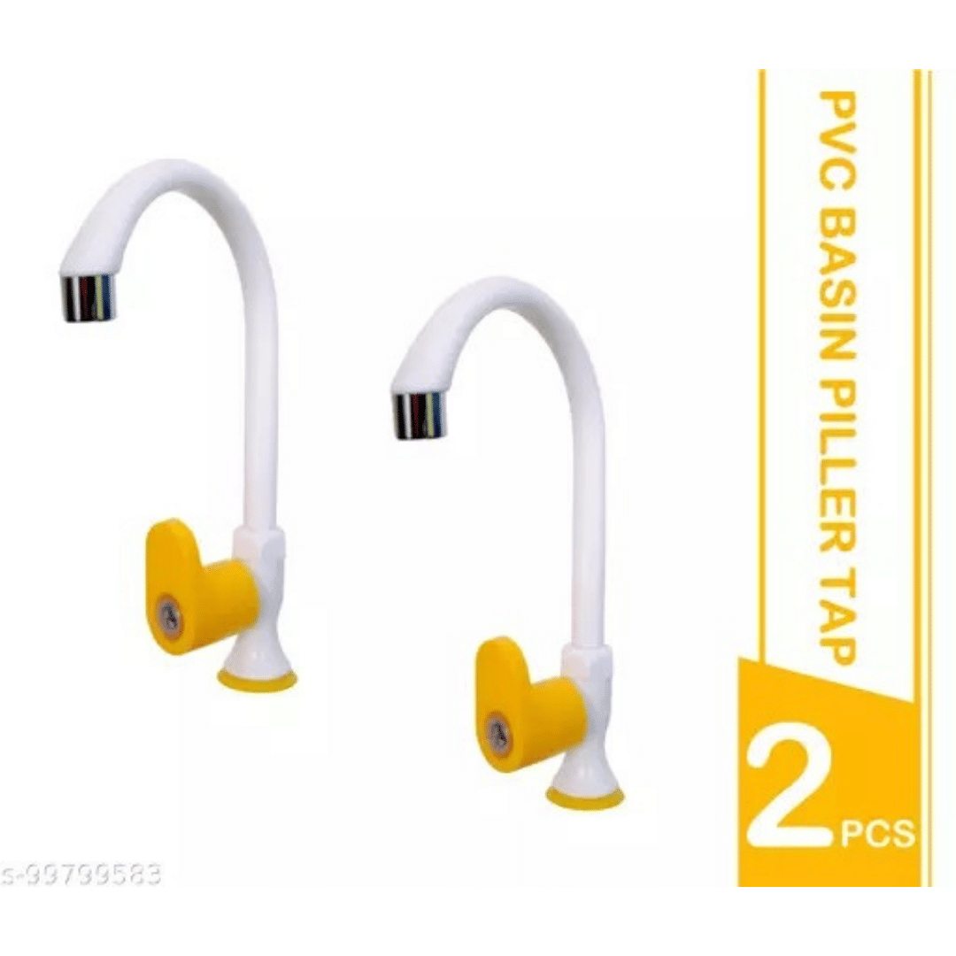     			COSWARE Royal Yellow Big Spout Classic Swan Neck - 2 PCS Plastic (ABS) Wash Basin Tap (Pillar Cock)