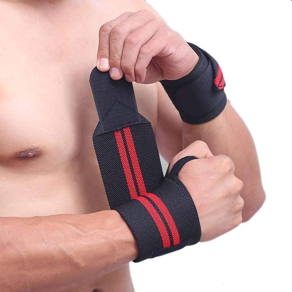     			Faymla Black & Red Synthetic Wrist Wrap ( Pack of 2 )