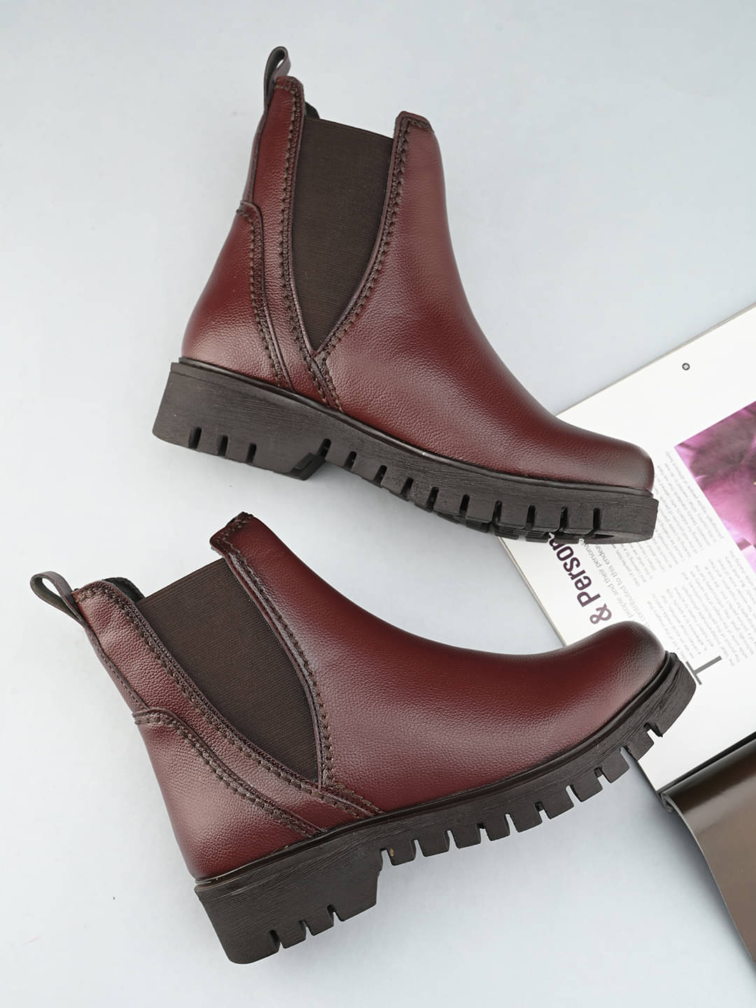     			Fentacia Maroon Women's Ankle Length Boots