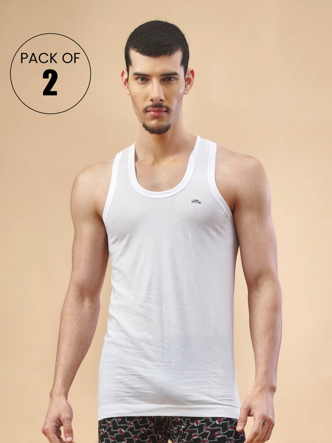 Lux Nitro Pack of 2 Cotton Basic Vest For Men ( White ) - Nightwear & Loungewear | Buy online on ZillyBuy