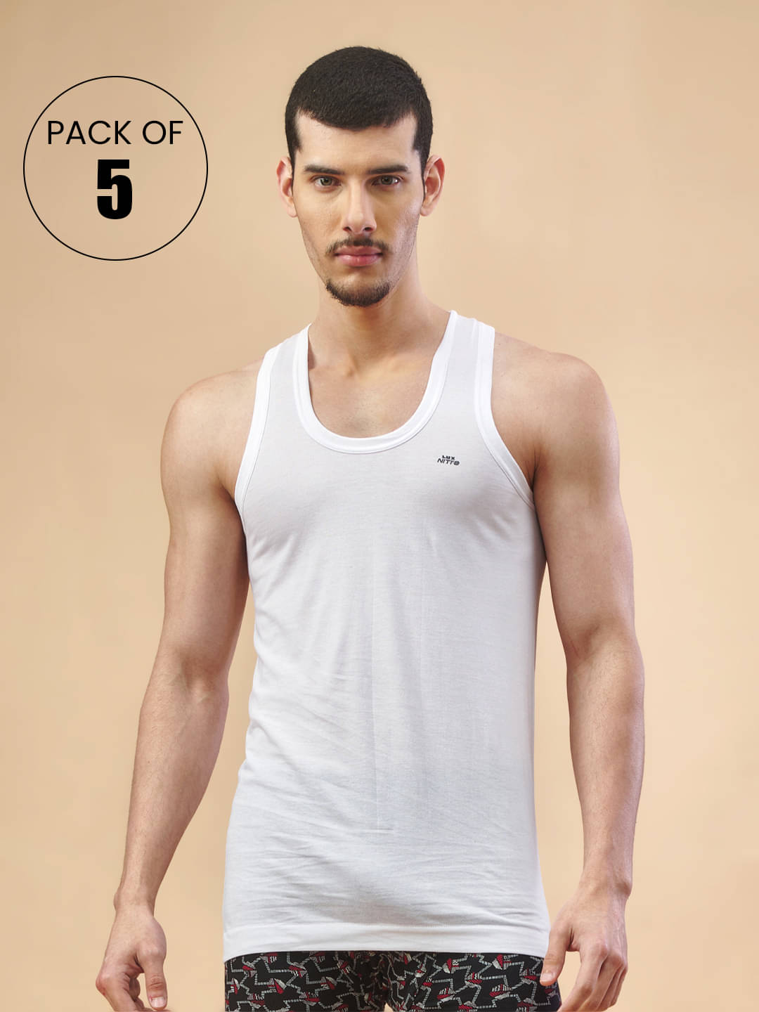 Lux Nitro Pack of 5 Cotton Basic Vest For Men ( White ) Lux Nitro Pack of 5 Cotton Basic Vest For Men ( White )