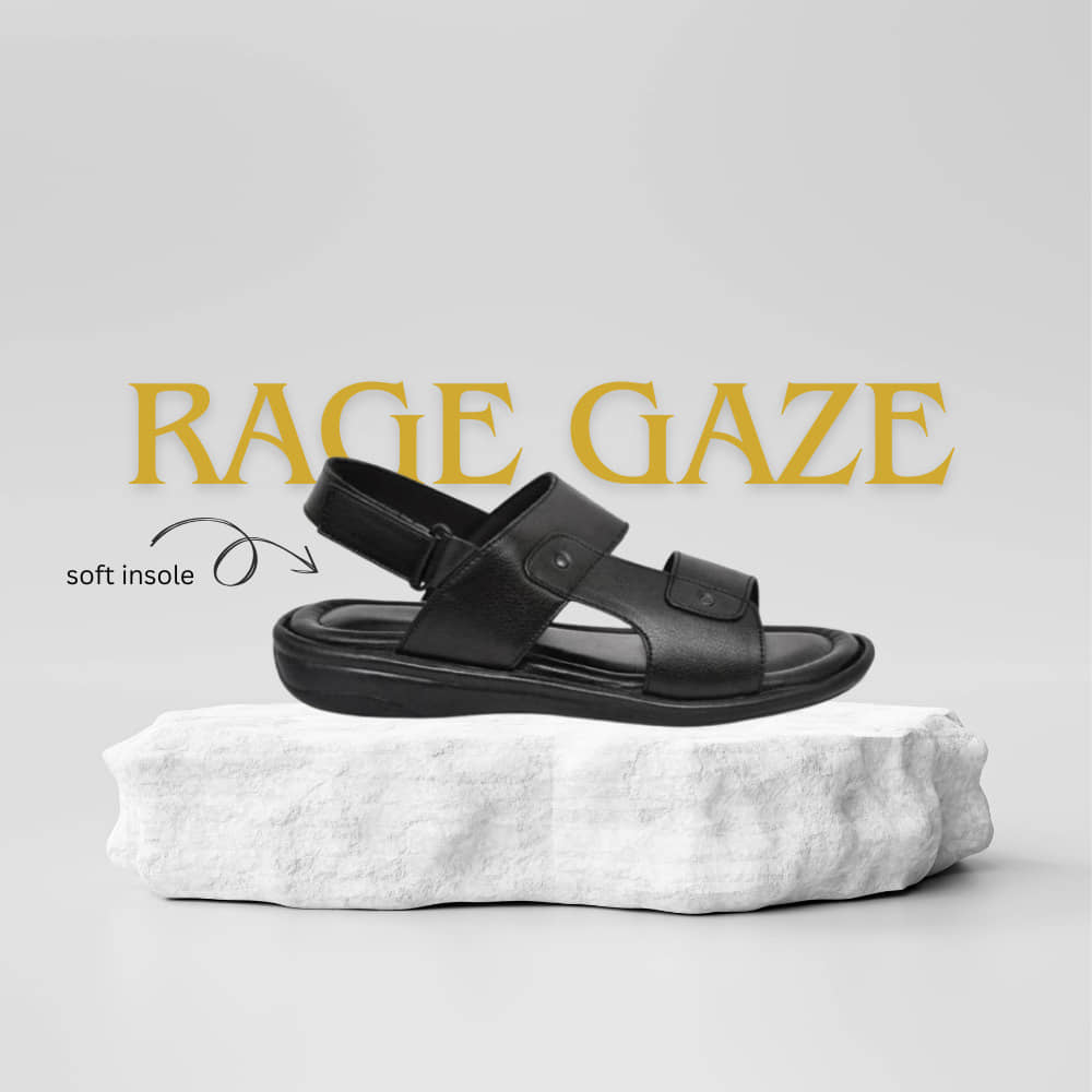 RAGE GAZE - Black Men's Sandals