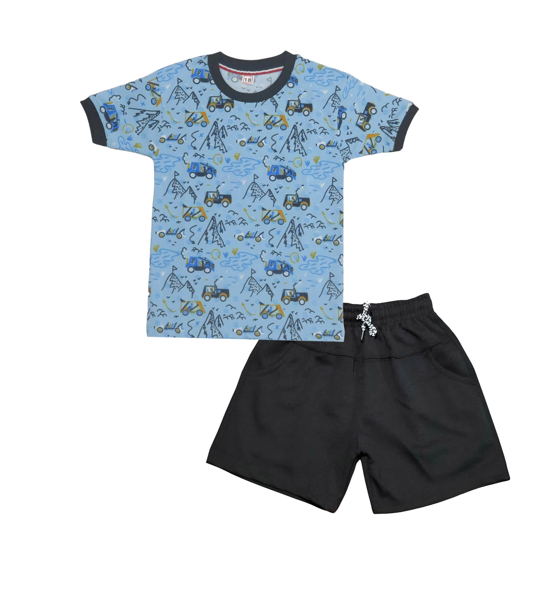 RBF84 Pack of 1 Baby Boys Cotton T-Shirt & Shorts Set ( Light Blue )     			RBF84 Pack of 1 Baby Boys Cotton T-Shirt & Shorts Set ( Light Blue )