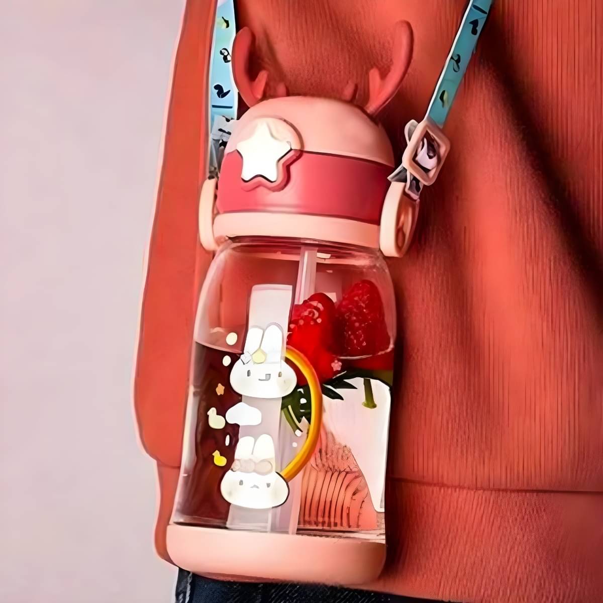Radhe Creation Cartoon Water Bottle with Straw Multicolour Plastic School Water Bottle 600 mL ( Set of 1 ) Radhe Creation Cartoon Water Bottle with Straw Multicolour Plastic School Water Bottle 600 mL ( Set of 1 )