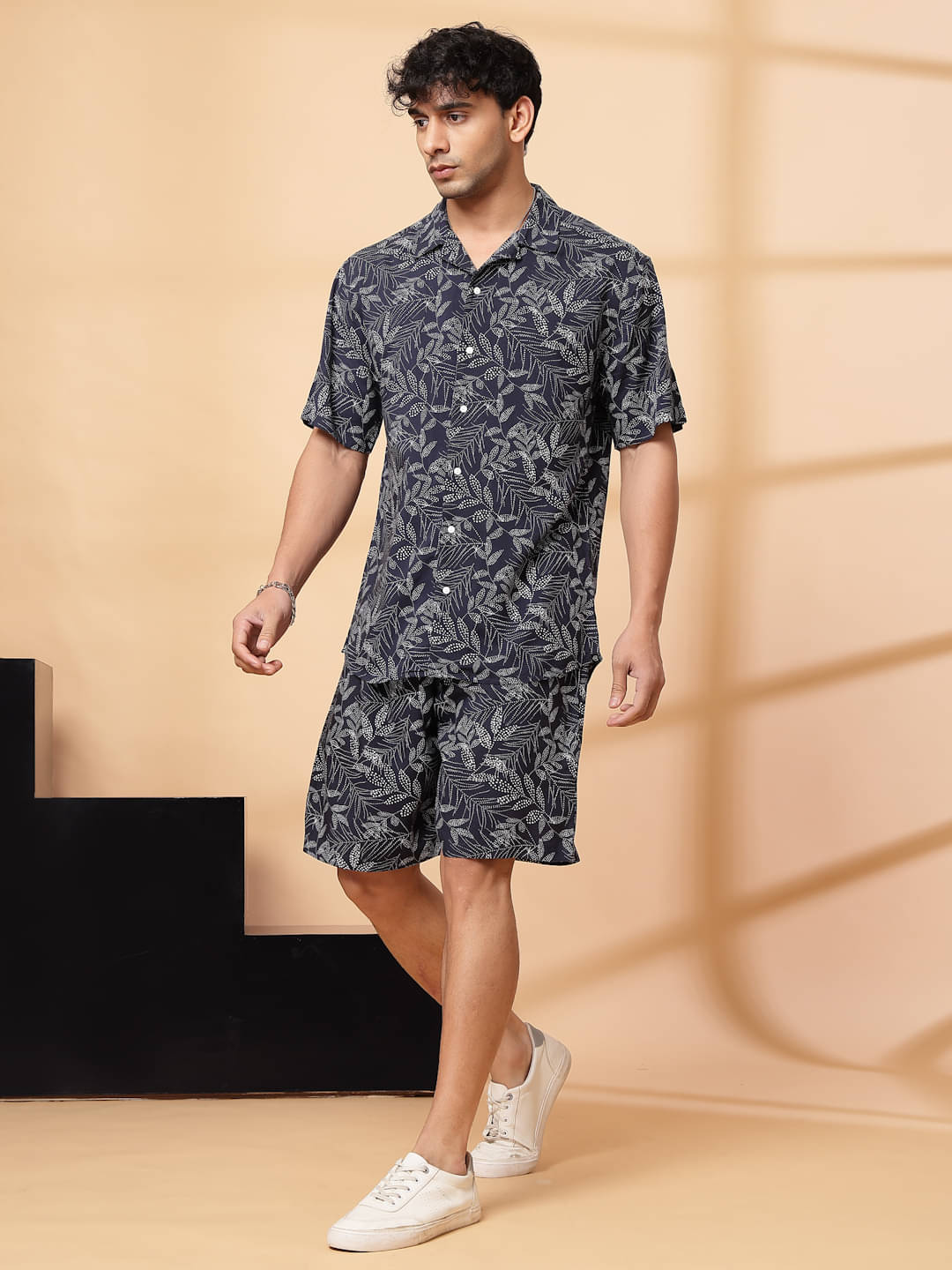     			Rigo Men's Shirt With Shorts Co-Ords Set ( Pack of 1 , Navy )