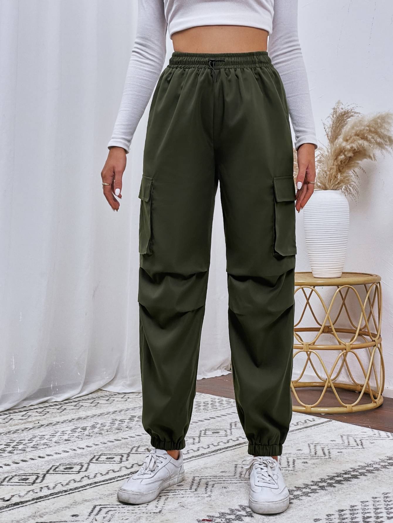     			Shine n Show Pack of 1 Cotton Blend Straight Women's Casual Pants ( Green )