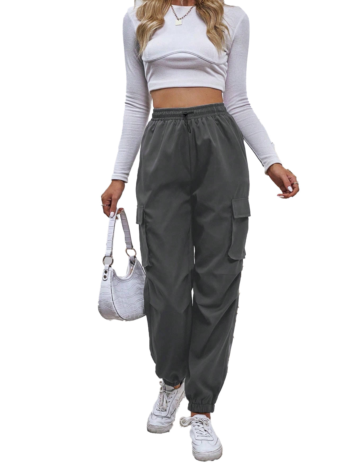     			Shine n Show Pack of 1 Cotton Blend Straight Women's Casual Pants ( Dark Grey )