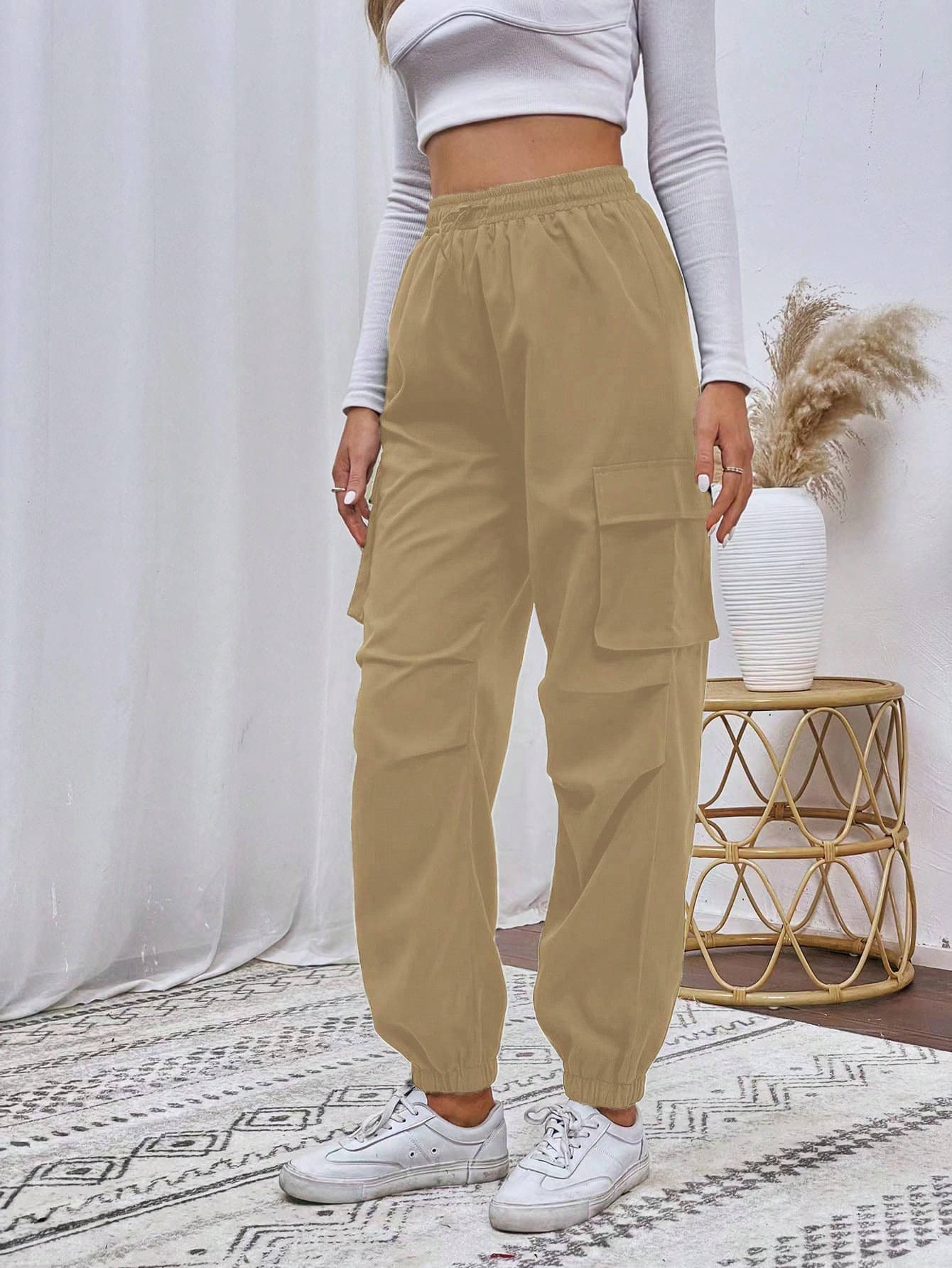    			Shine n Show Pack of 1 Cotton Blend Straight Women's Casual Pants ( Beige )