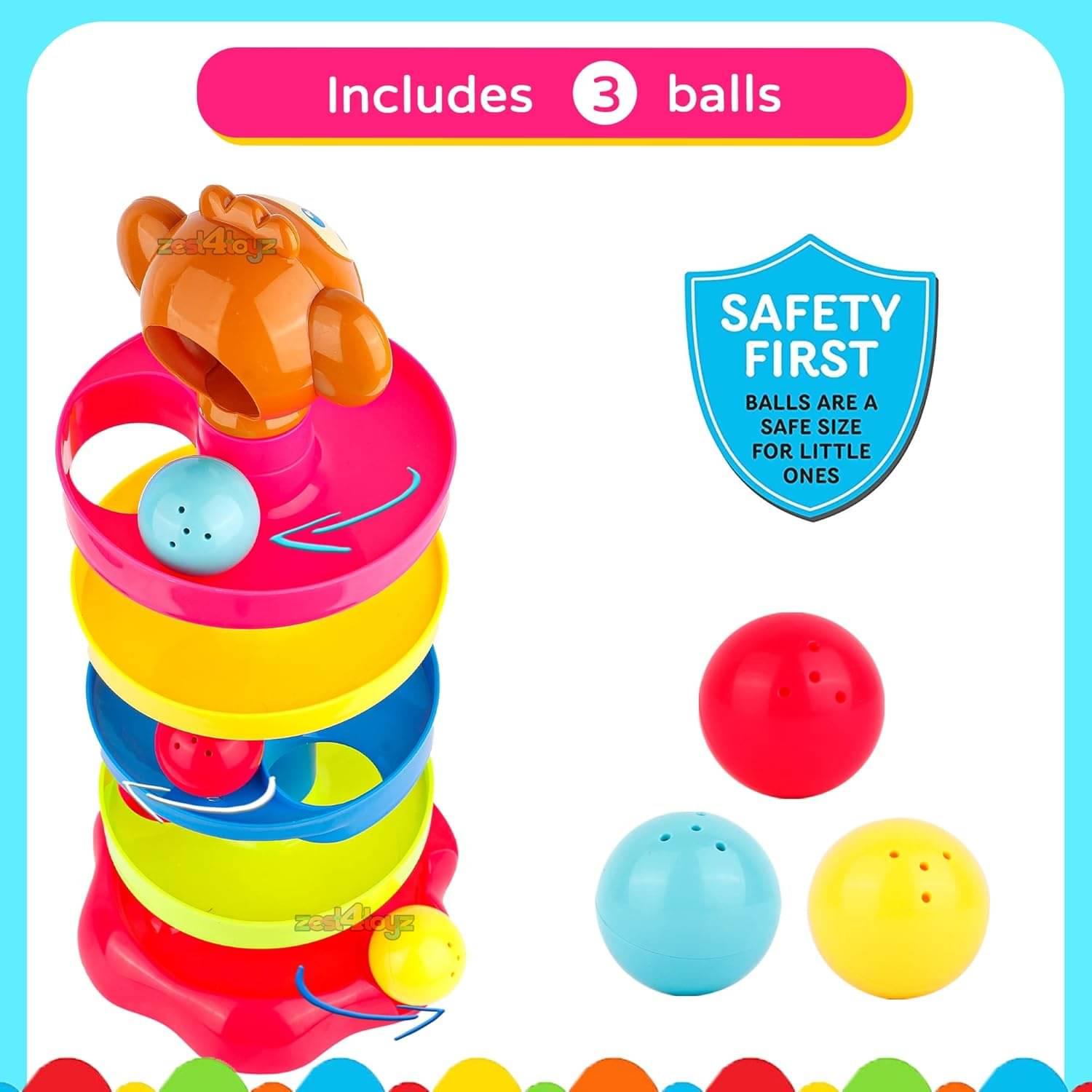Stysol 5 Layer Plastic Stack, Drop and Go Ball Drop and Roll Swirling Tower Ramp Development Educational Toys for Baby and Toddler (Multicolour) Stysol 5 Layer Plastic Stack, Drop and Go Ball Drop and Roll Swirling Tower Ramp Development Educational Toys for Baby and Toddler (Multicolour)