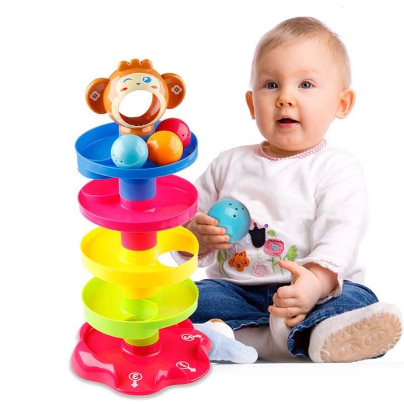 Stysol 5 Layer Roll Ball Ring Tower Monkey Rolling Ball Bell Toys for Babies I Toddlers Stysol 5 Layer Roll Ball Ring Tower Monkey Rolling Ball Bell Toys for Babies I Toddlers