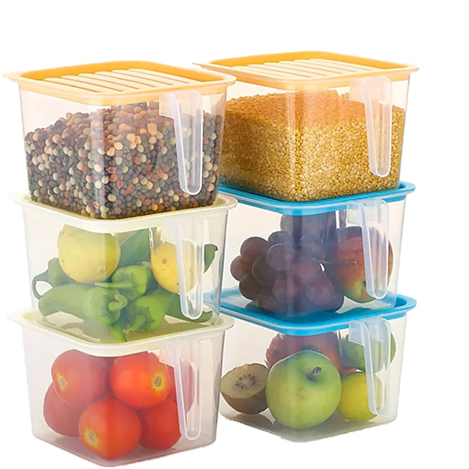 Stysol Fridge Container Plastic Multicolor Dal Container ( Set of 6 ) Stysol Fridge Container Plastic Multicolor Dal Container ( Set of 6 )