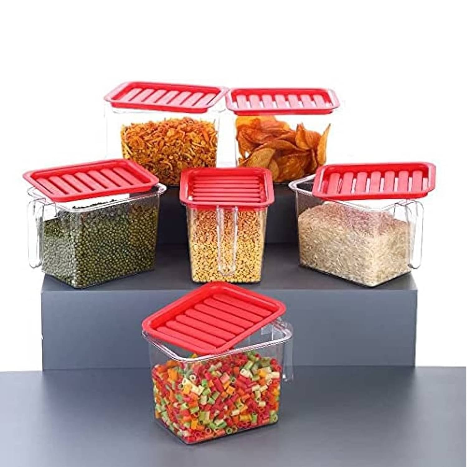 Stysol Fridge Container Plastic Multicolor Multi-Purpose Container ( Set of 6 ) Stysol Fridge Container Plastic Multicolor Multi-Purpose Container ( Set of 6 )