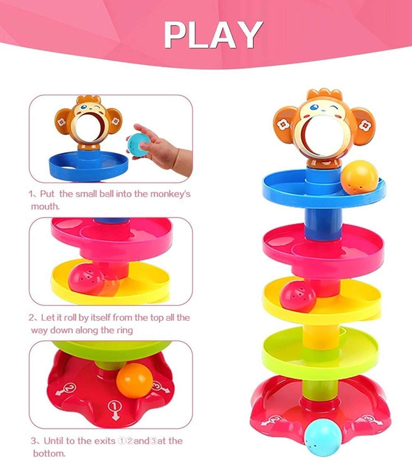 Stysol Roll Ball 5 Layer Ball Drop and Roll Swirling Tower for Baby and Toddler Development Educational Toys Stack Drop and Go Ball Ramp 3 Spinning Toy Stysol Roll Ball 5 Layer Ball Drop and Roll Swirling Tower for Baby and Toddler Development Educational Toys Stack Drop and Go Ball Ramp 3 Spinning Toy