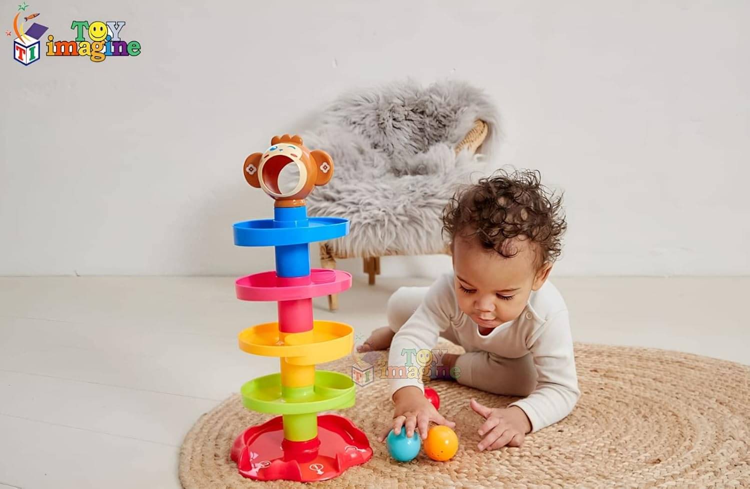     			Stysol Roll Ball Colorful 5 Layer Plastic Stack, Drop and Go Ball Drop and Roll Swirling Tower Ramp Development Educational Toys for Baby and Toddler