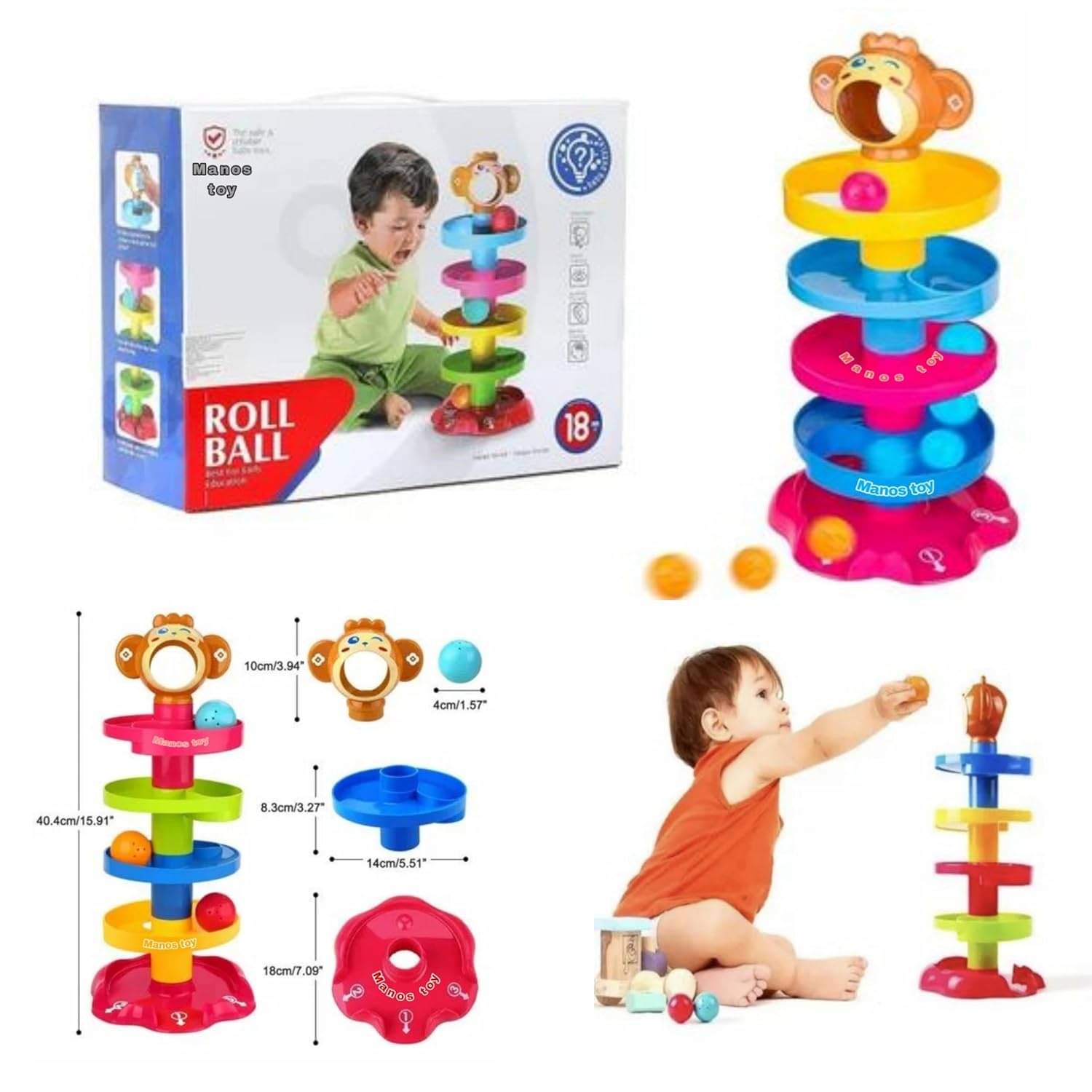     			Stysol Roll Ball Drop and Roll Swirling Tower Toy for Kids Baby Toddler | 3 Puzzle Rattle Balls BPA free Non Toxic Material| Stacking Toy for Kids Ages 3+: Best birthday return gift (Roll Ball for Kids)