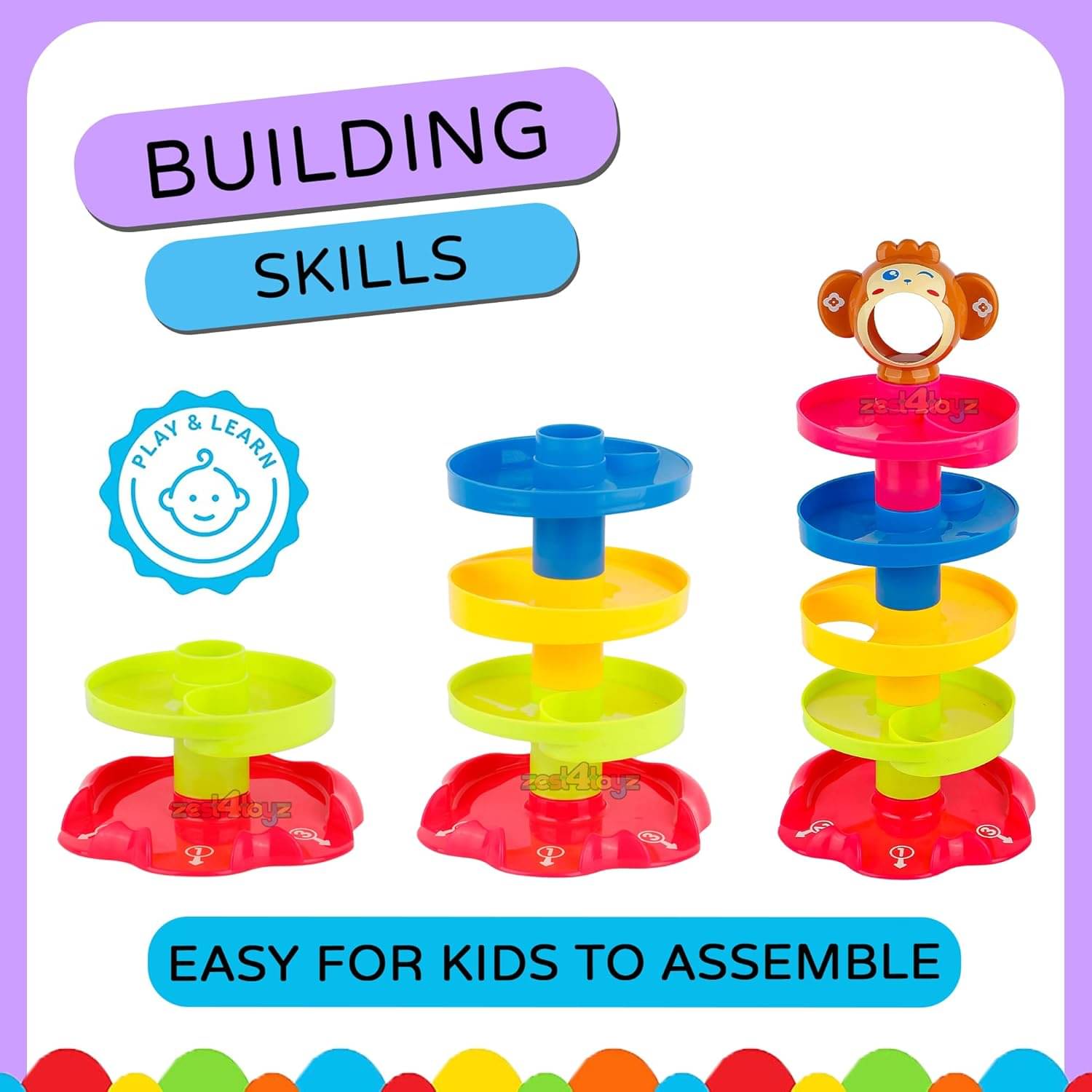     			Stysol Roll Ball Tower for Toddlers, Ball Drop and Roll Swirling Tower Educational Brain Development Toy Activity & Learning Monkey Toys for Kids Best Gift for Children (5 Layer)