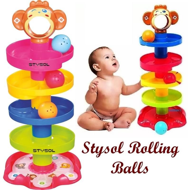 Stysol Roll Swirling Tower for Baby & Toddler Educational Toys | Stack, Drop and Go Ball Ramp Toy Set Includes 3 Spinning Activity Balls - Multicolor Stysol Roll Swirling Tower for Baby & Toddler Educational Toys | Stack, Drop and Go Ball Ramp Toy Set Includes 3 Spinning Activity Balls - Multicolor