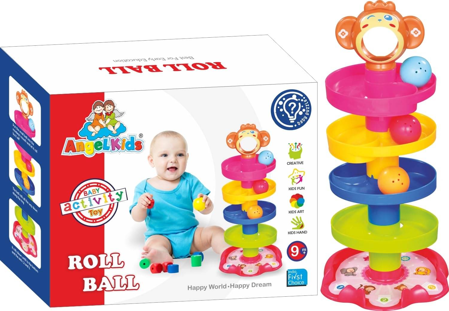     			Stysol Swirl Ball Ramp Educational Toy Puzzle Rolling Ball | ABS Material, Non Toxic, (12 mm x 25 mm), Bright Multi Colors