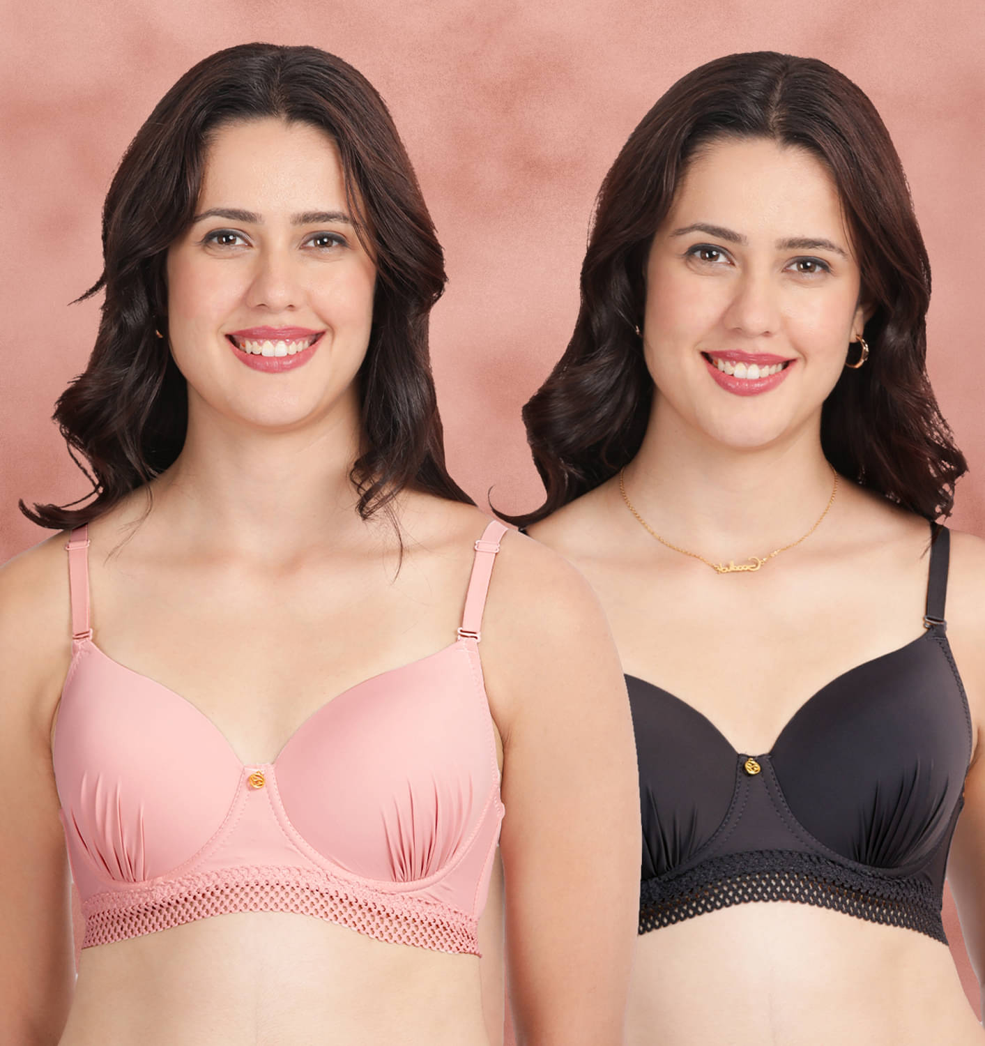 Susie Pack of 2 Nylon Lightly Padded Everyday Bra For Women ( Pink ) Susie Pack of 2 Nylon Lightly Padded Everyday Bra For Women ( Pink )