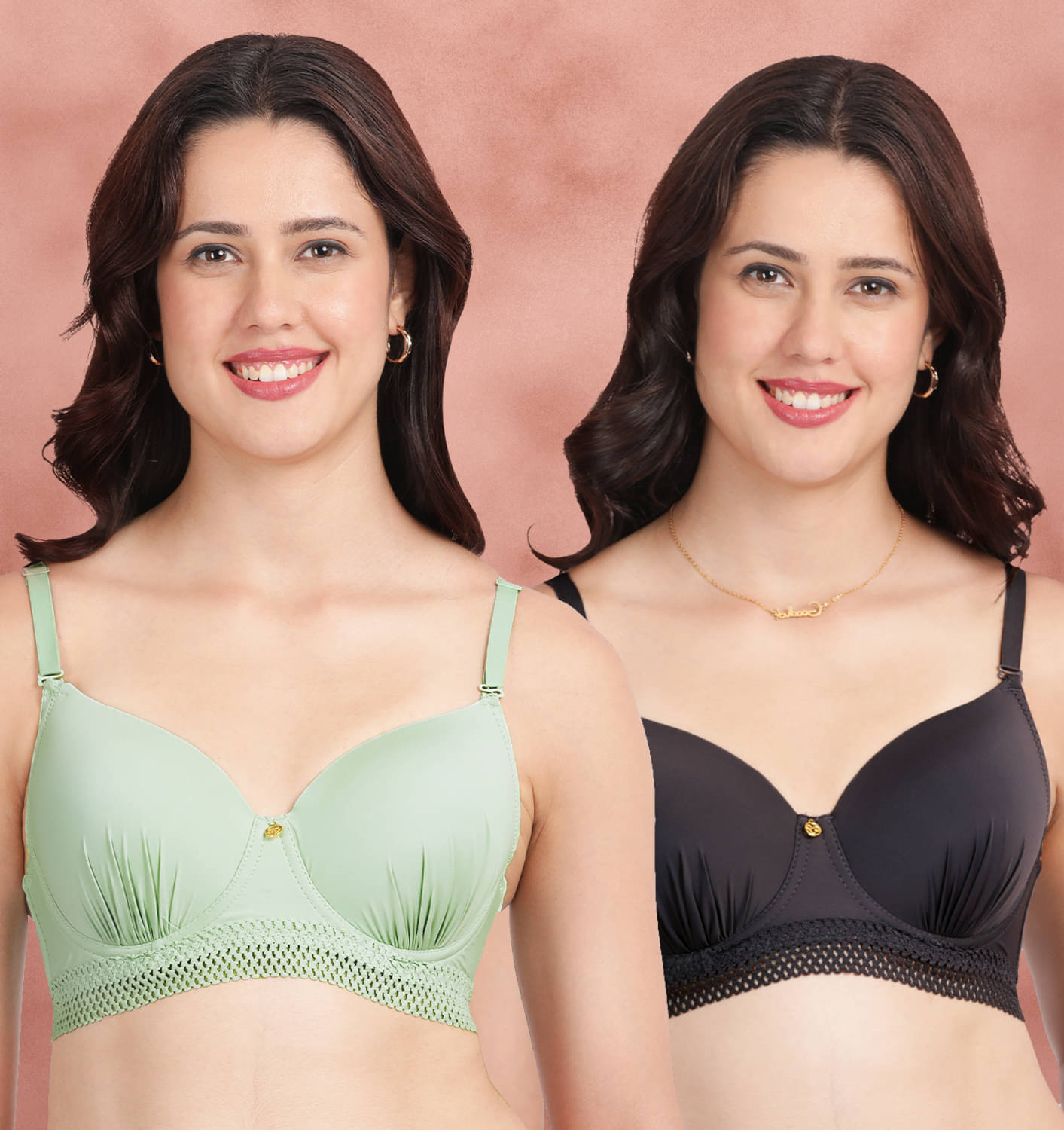     			Susie Pack of 2 Nylon Lightly Padded Everyday Bra For Women ( Light Grey )