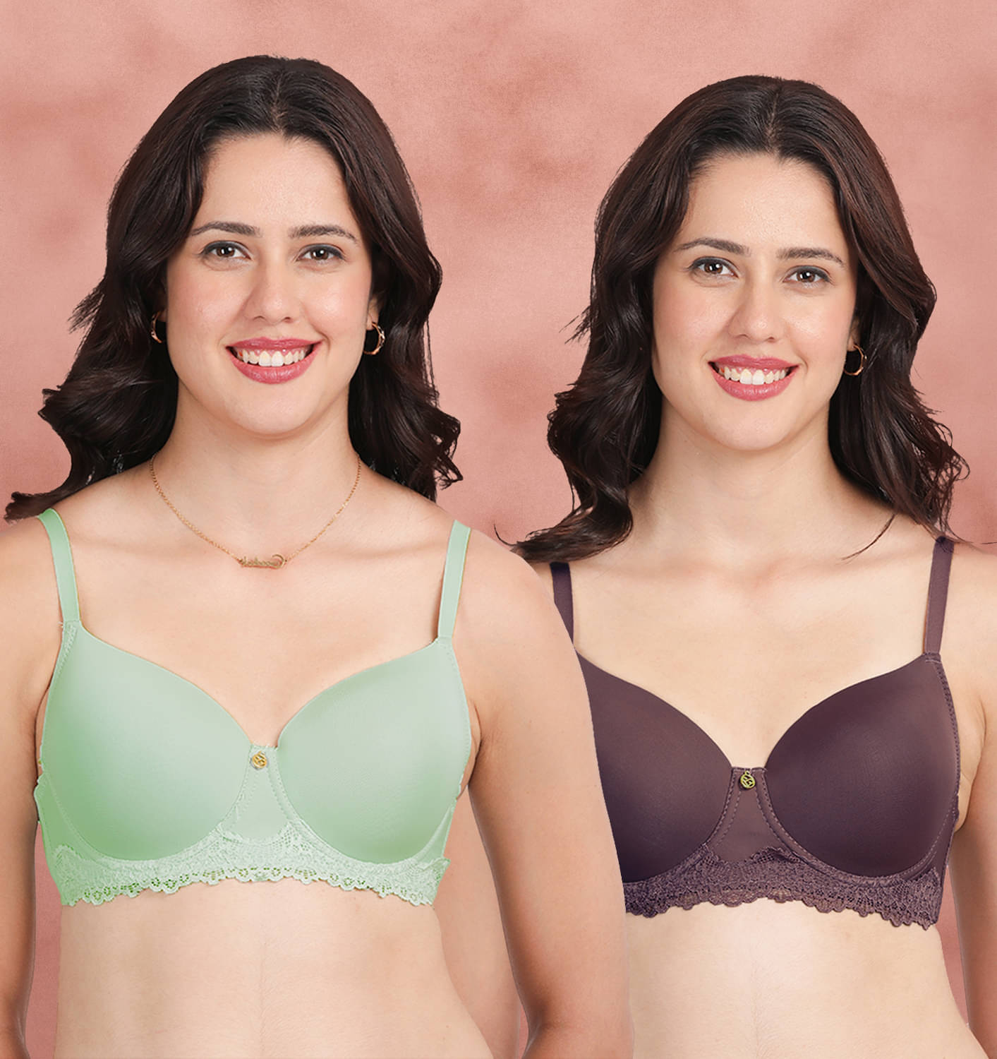 Susie Pack of 2 Nylon Lightly Padded Everyday Bra For Women ( Purple ) Susie Pack of 2 Nylon Lightly Padded Everyday Bra For Women ( Purple )