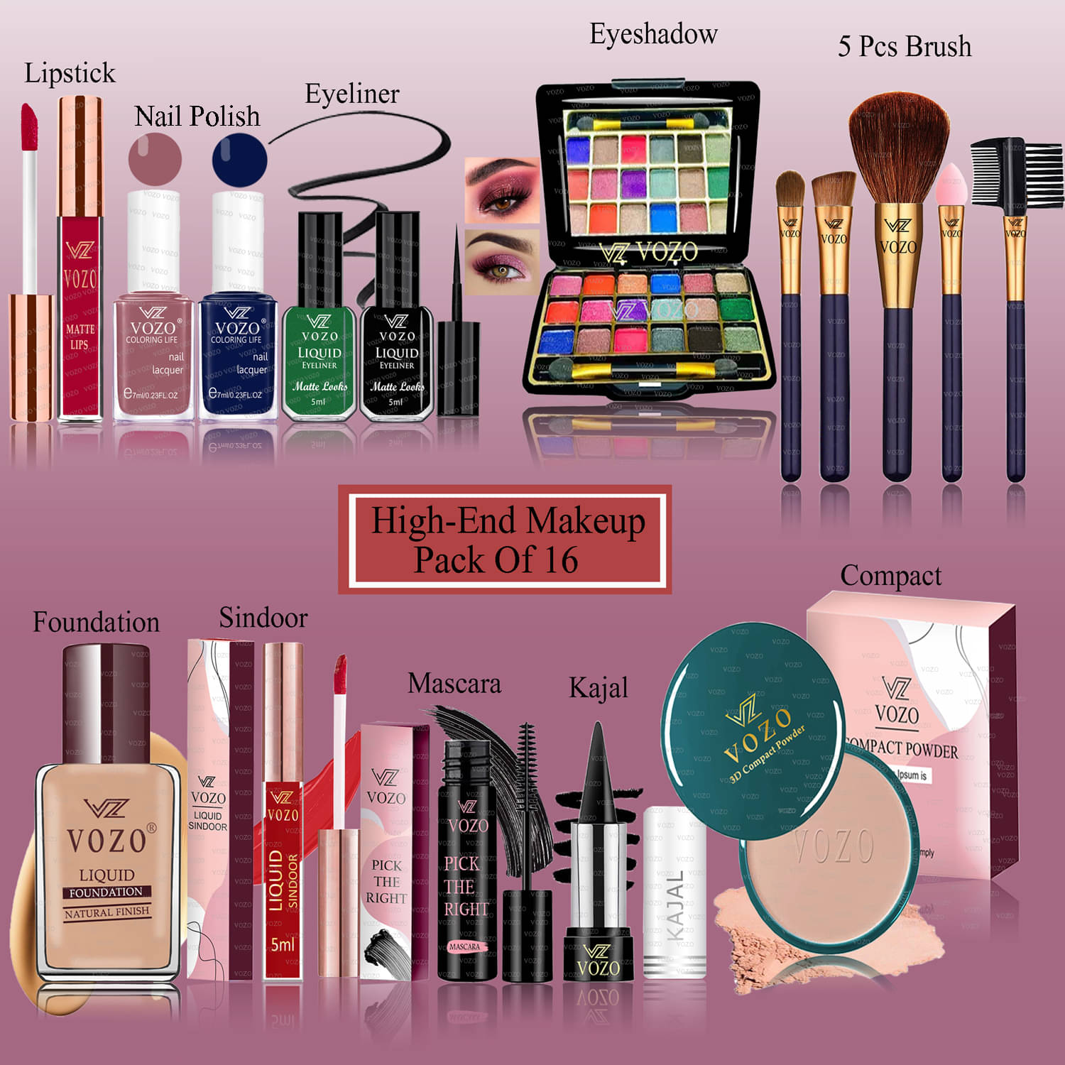     			VOZO Makeup Kit ( Lipstick, Nail Polish, etc )