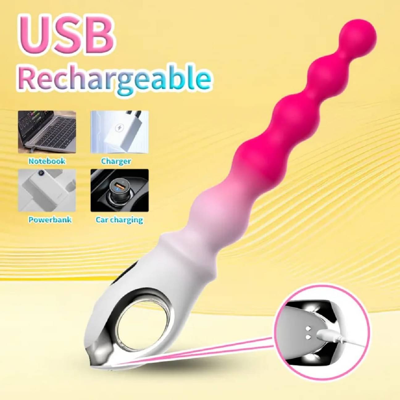     			Vibrations Usb Led Beads Portable Manual Massager