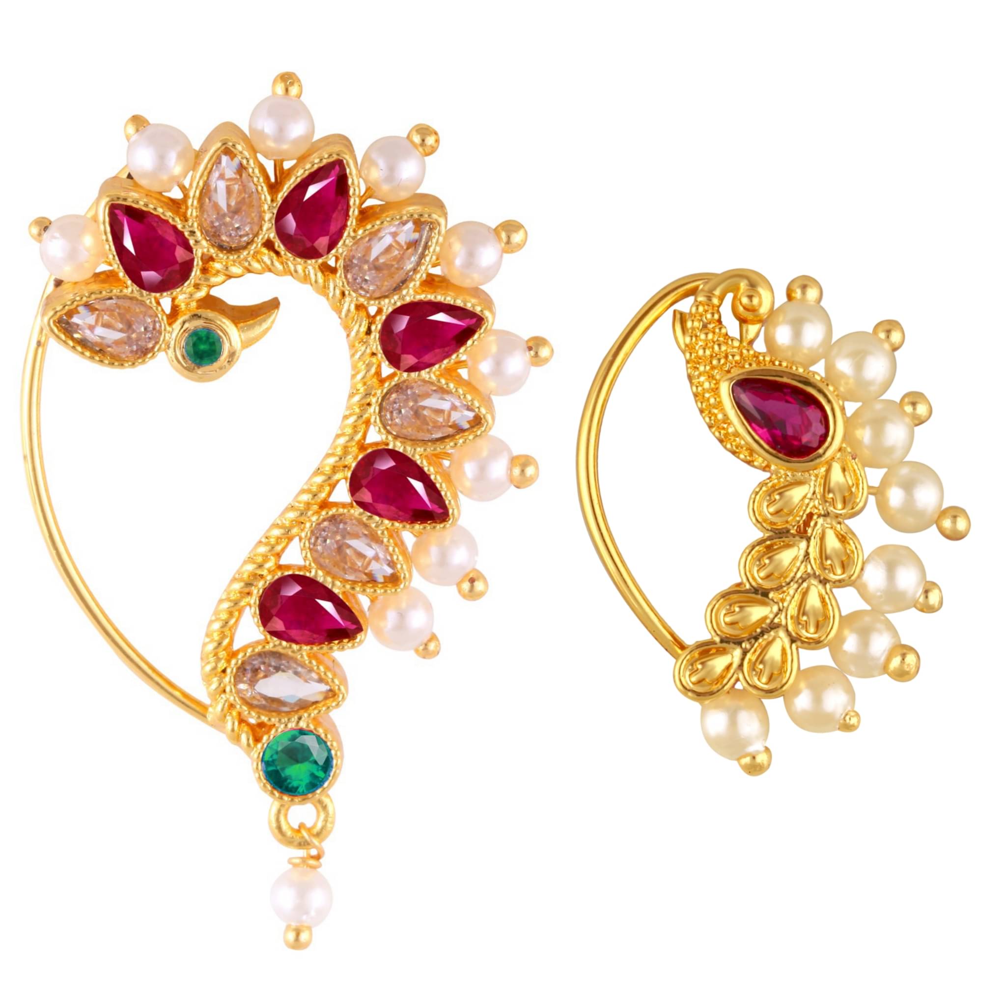     			Vighnaharta Artificial stone and Pearls moti Nath Nathiya./ Nose Pin combo 2 nath for women and Girls[VFJ1271-1241NTH-PRESS]