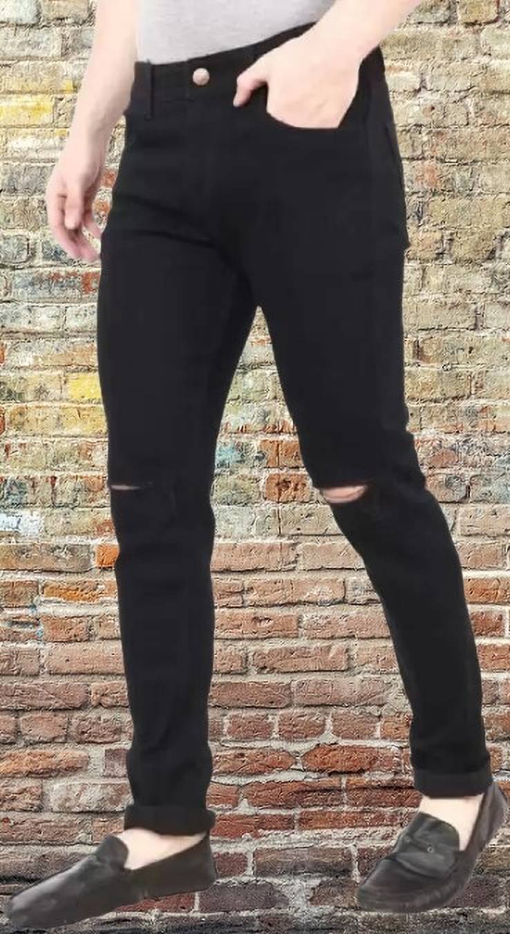     			WHATON Regular Fit Distressed Men's Jeans - Black ( Pack of 1 )