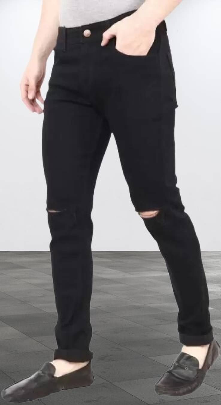     			WHATON Regular Fit Distressed Men's Jeans - Black ( Pack of 1 )