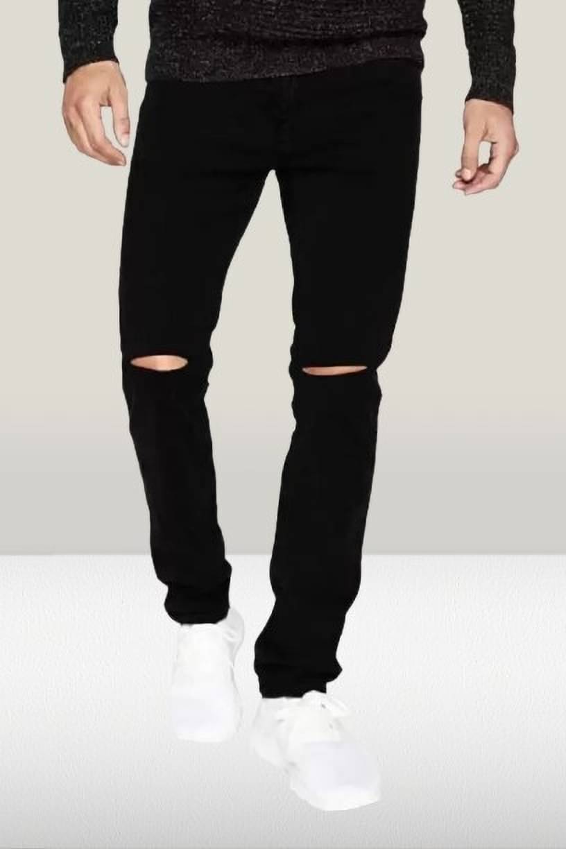 WHATON Skinny Fit Distressed Men's Jeans - Black ( Pack of 1 ) WHATON Skinny Fit Distressed Men's Jeans - Black ( Pack of 1 )