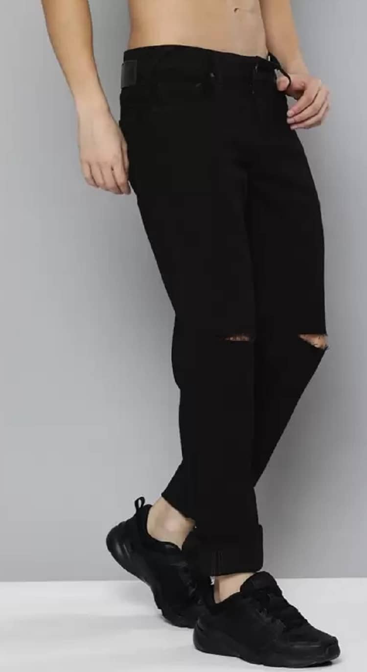 WHATON Skinny Fit Distressed Men's Jeans - Black ( Pack of 1 ) - Jeans | Buy online on ZillyBuy