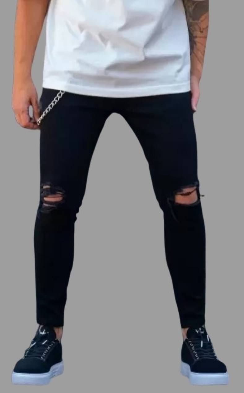 WHATON Slim Fit Distressed Men's Jeans - Black ( Pack of 1 ) WHATON Slim Fit Distressed Men's Jeans - Black ( Pack of 1 )