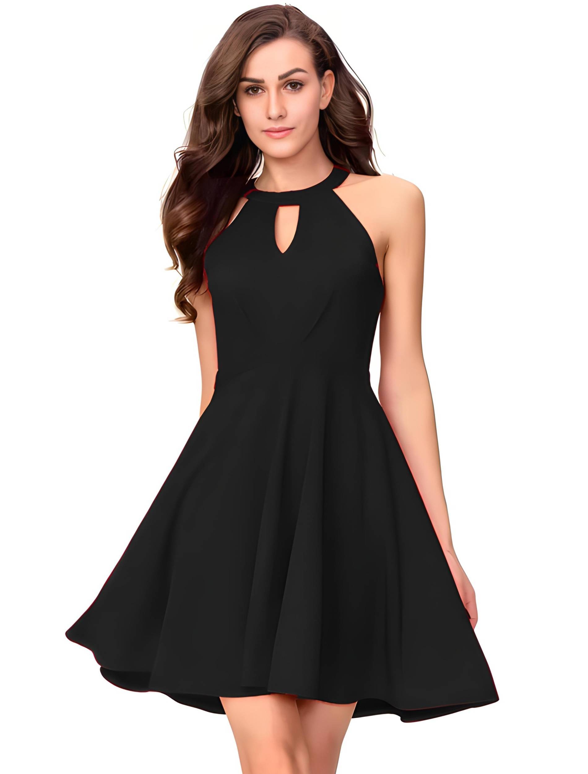     			ZELZIS Women Polyester Solid Fit & Flare Dress ( Black )