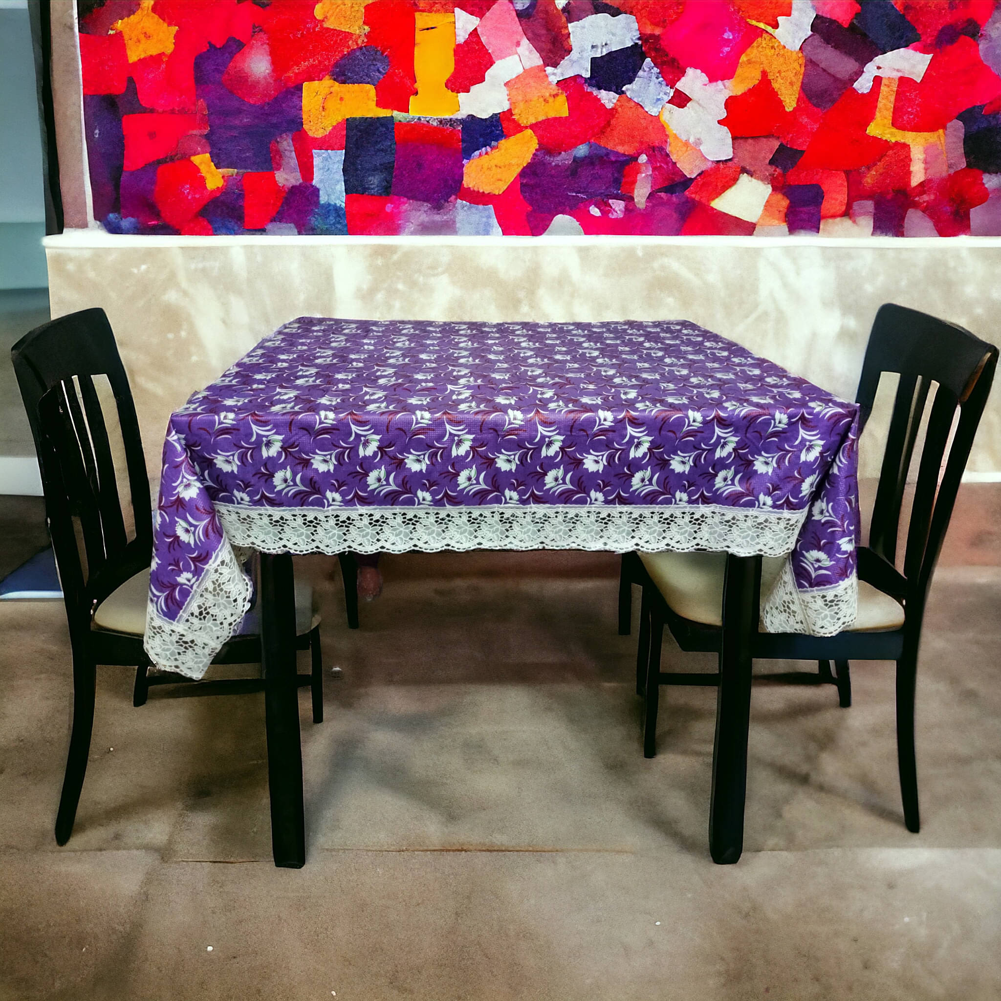     			mopak decor Printed Polyester 4 Seater Square Table Cover ( 152 x 102 ) cm Pack of 1 Lavender