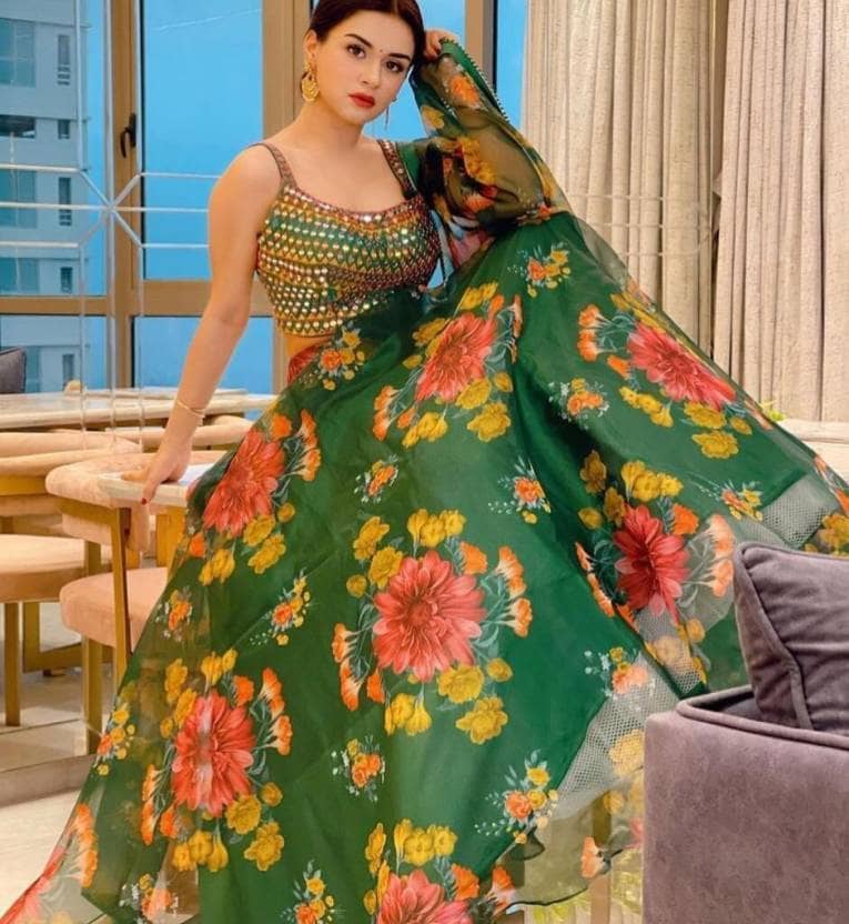 piludi Green Organza Straight Semi Stitched Lehenga Single