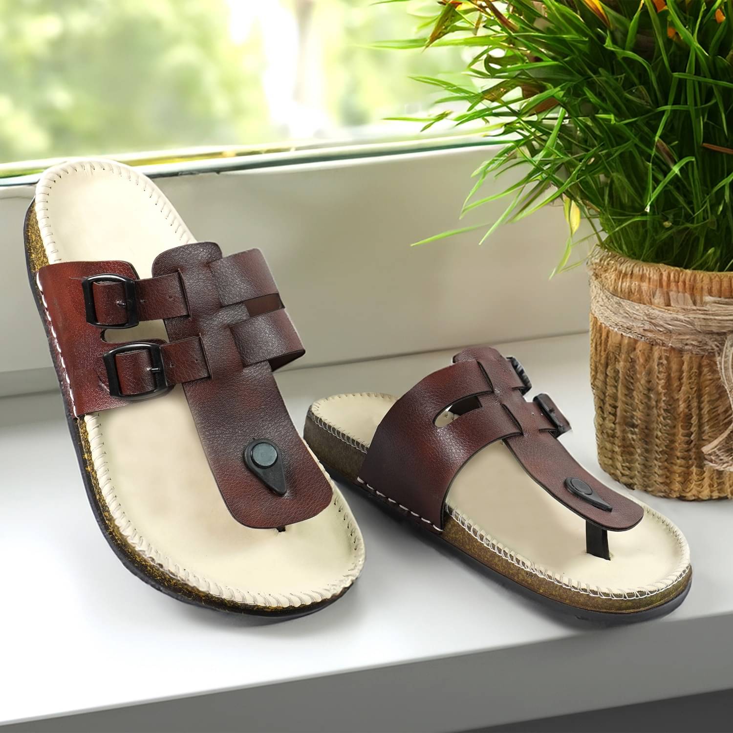     			2Legs Shoes Brown Men's Slide Flip Flop