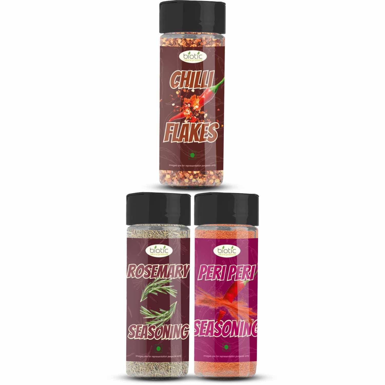 Biotic Seasoning Dried Herbs Chilli Flakes Rosemary Peri Peri for Pizza Pasta 140 gm Biotic Seasoning Dried Herbs Chilli Flakes Rosemary Peri Peri for Pizza Pasta 140 gm