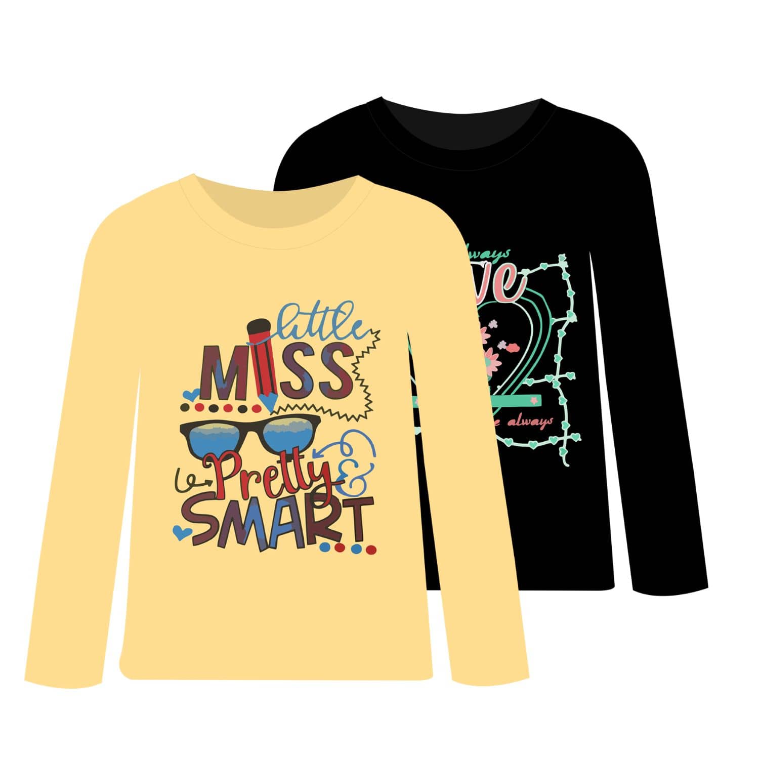 COOLTEES4U Pack of 2 Girls 100% Cotton T-Shirt ( Multicolor )