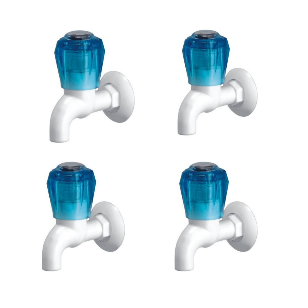 COSWARE Crystal Blue PVC Bib Cock Tap - 4 PCS Plastic (ABS) Bathroom Tap (Bib Cock) COSWARE Crystal Blue PVC Bib Cock Tap - 4 PCS Plastic (ABS) Bathroom Tap (Bib Cock)