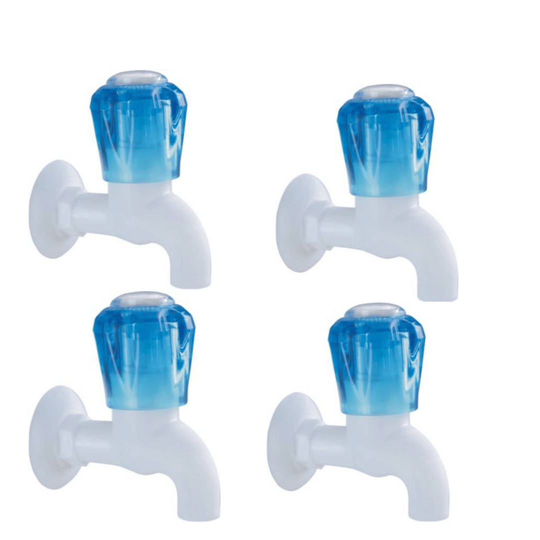 COSWARE Crystal Blue PVC Bib Cock Tap - 4 PCS Plastic (ABS) Bathroom Tap (Bib Cock) COSWARE Crystal Blue PVC Bib Cock Tap - 4 PCS Plastic (ABS) Bathroom Tap (Bib Cock)