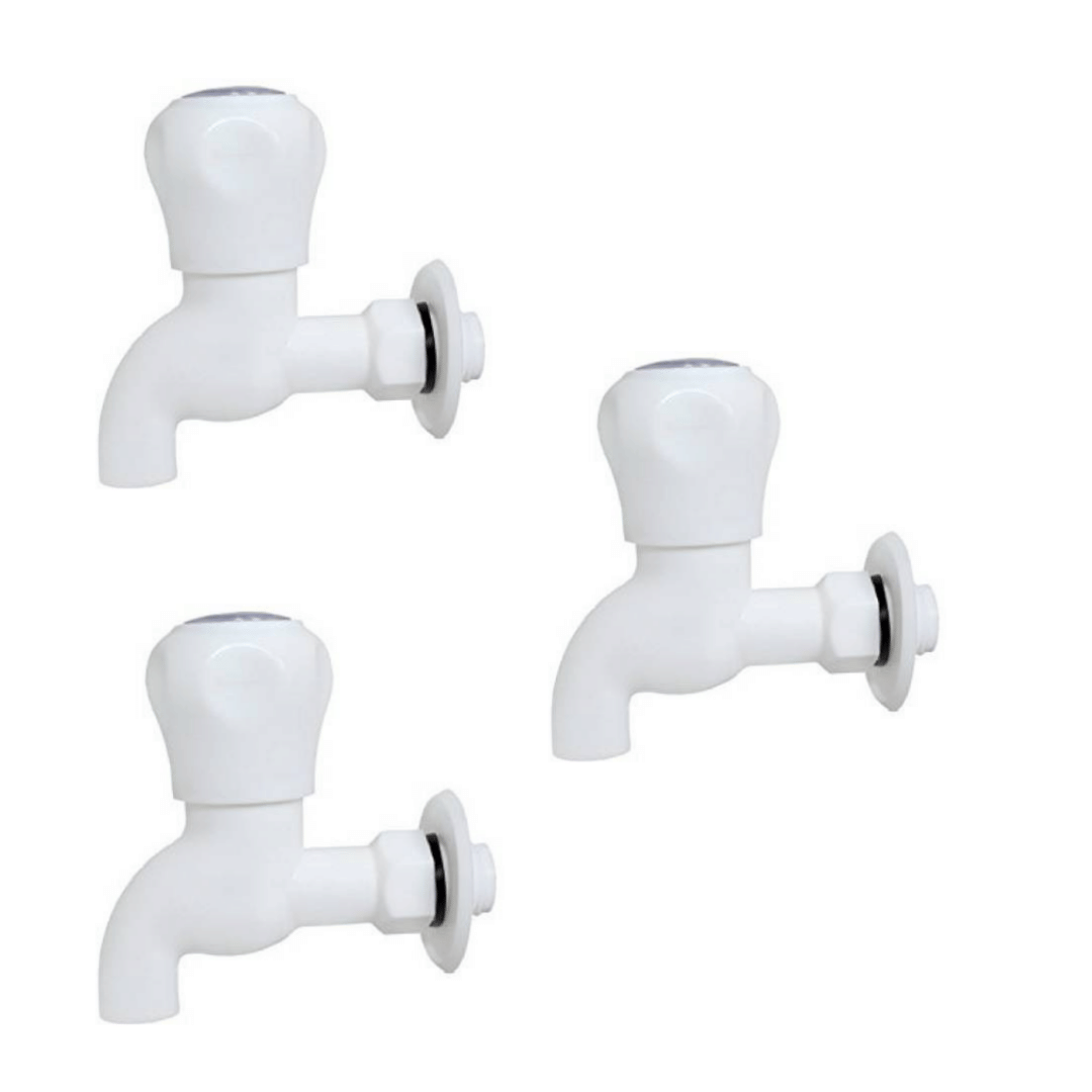COSWARE Prince White PVC Bib Cock Tap - 3 PCS Plastic (ABS) Bathroom Tap (Bib Cock) COSWARE Prince White PVC Bib Cock Tap - 3 PCS Plastic (ABS) Bathroom Tap (Bib Cock)