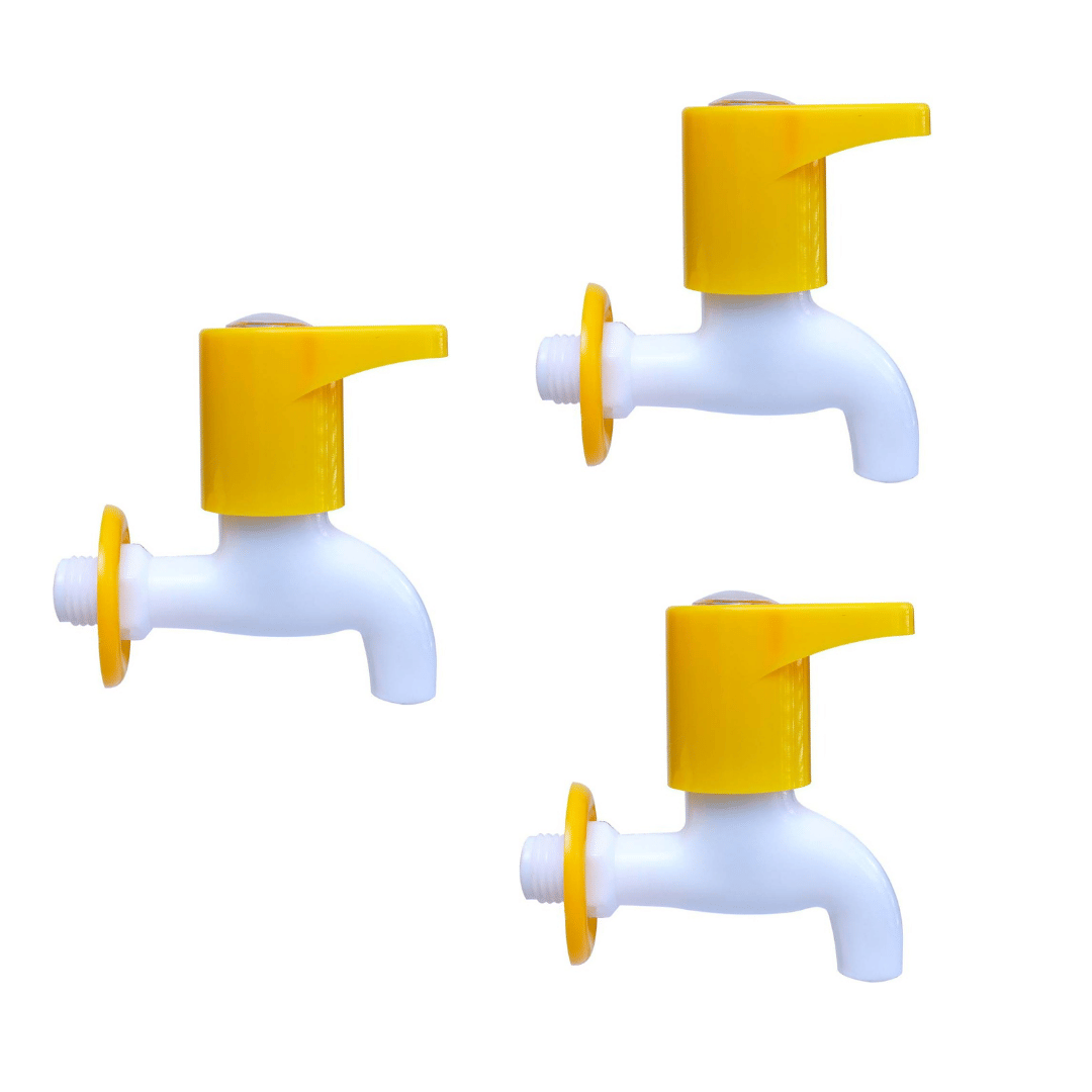 COSWARE Royal Yellow PVC Bib Cock Tap - 3 PCS Plastic (ABS) Bathroom Tap (Bib Cock)     			COSWARE Royal Yellow PVC Bib Cock Tap - 3 PCS Plastic (ABS) Bathroom Tap (Bib Cock)
