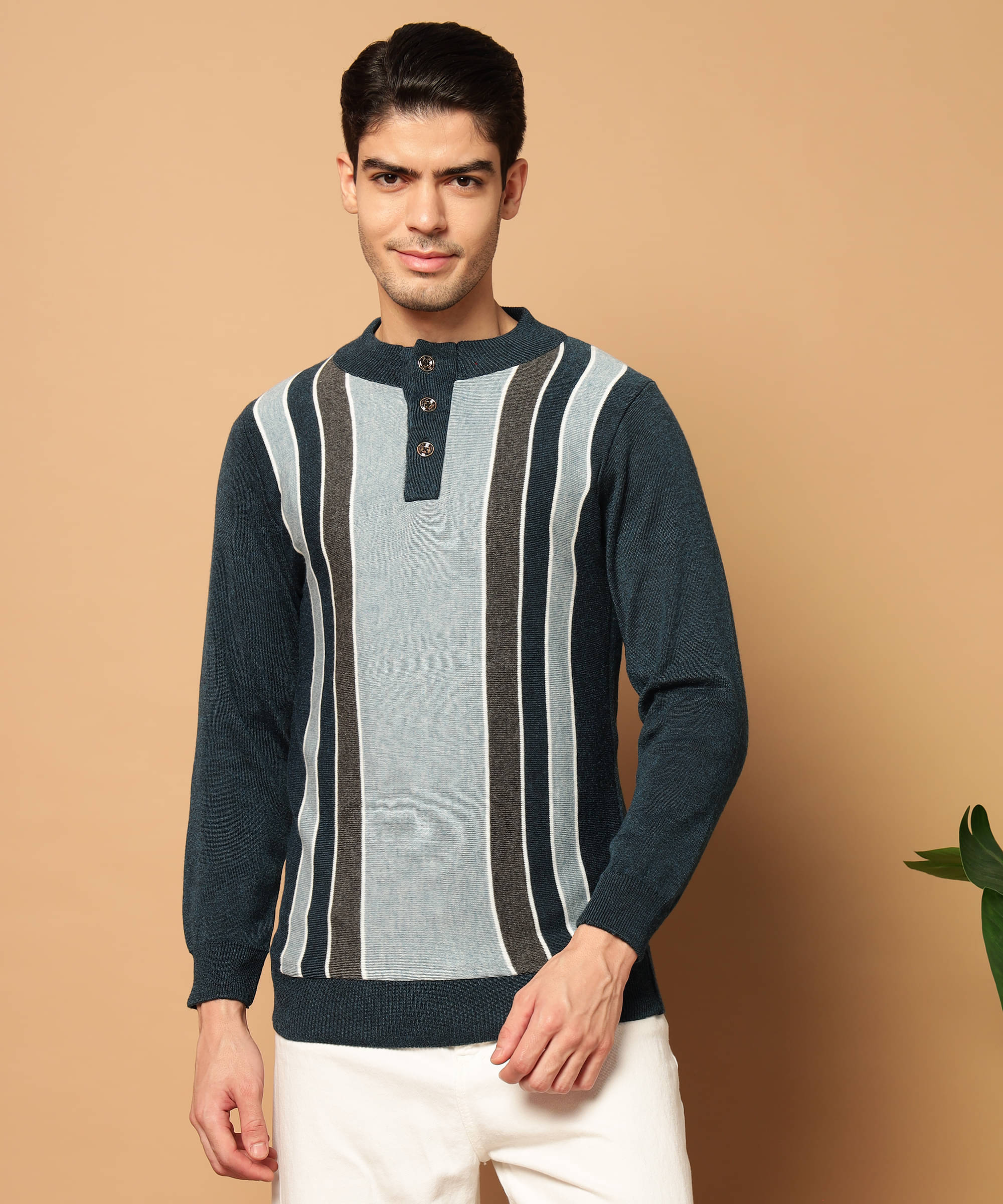     			Canblar Woollen Round Neck Men's Full Sleeves Pullover Sweater - Multicolor ( Pack of 1 )