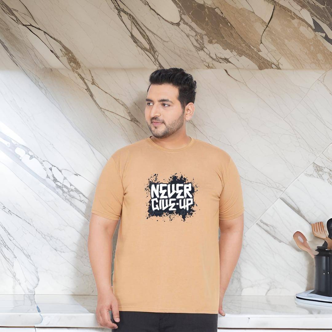     			DAAWEAR OUTFITS Cotton Regular Fit Printed Half Sleeves Men's Round T-Shirt - Cream ( Pack of 1 )