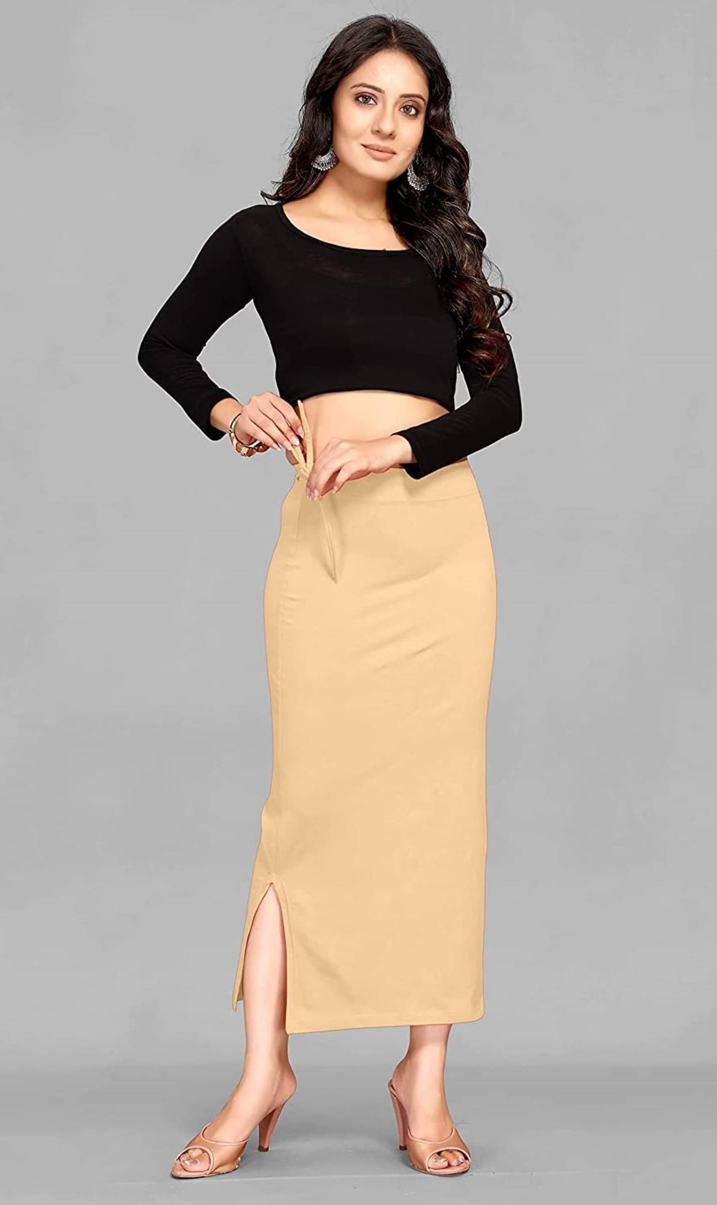 DELTIN HUB Beige Lycra Petticoat - Single DELTIN HUB Beige Lycra Petticoat - Single