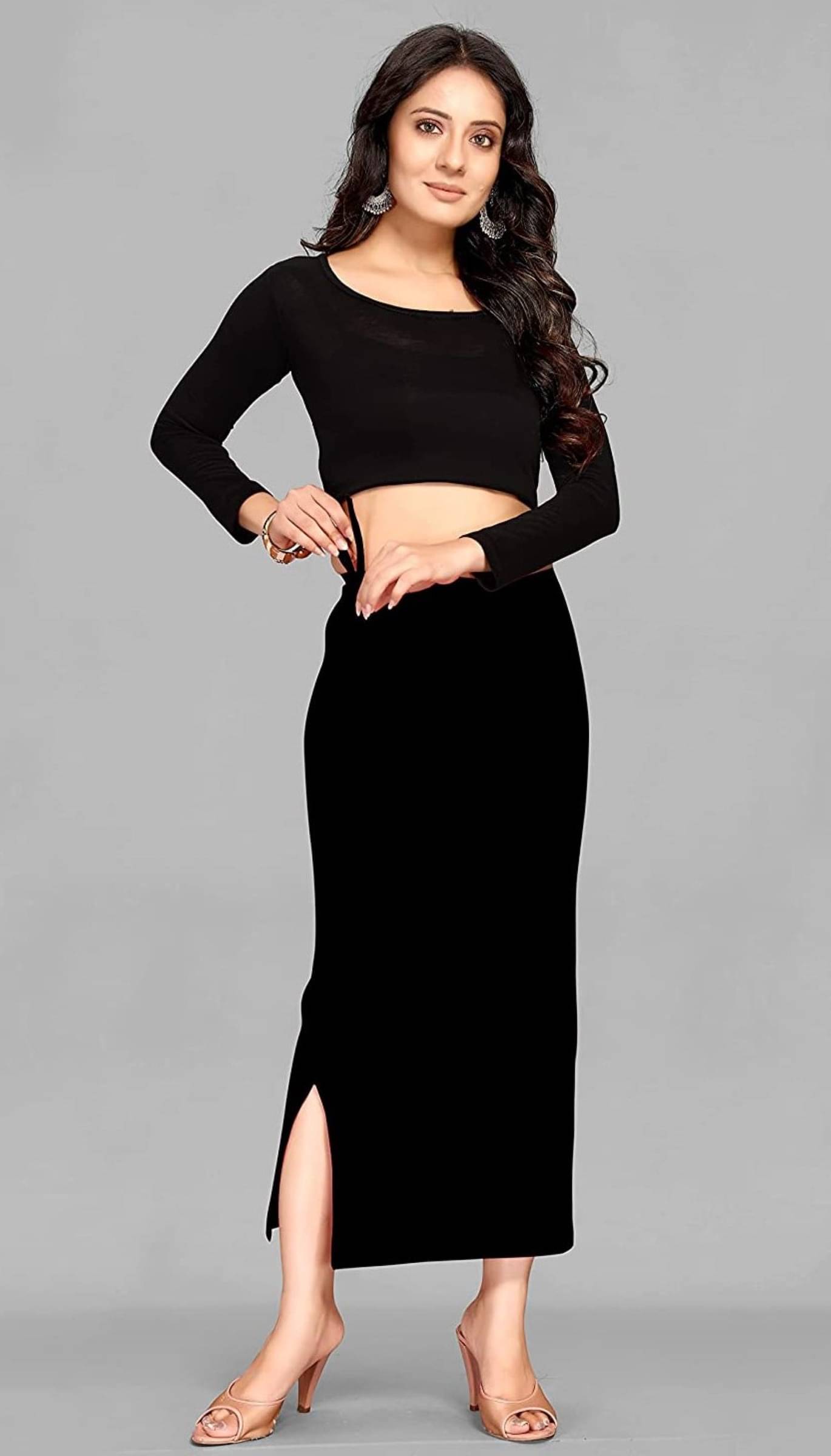 DELTIN HUB Black Lycra Petticoat - Single DELTIN HUB Black Lycra Petticoat - Single