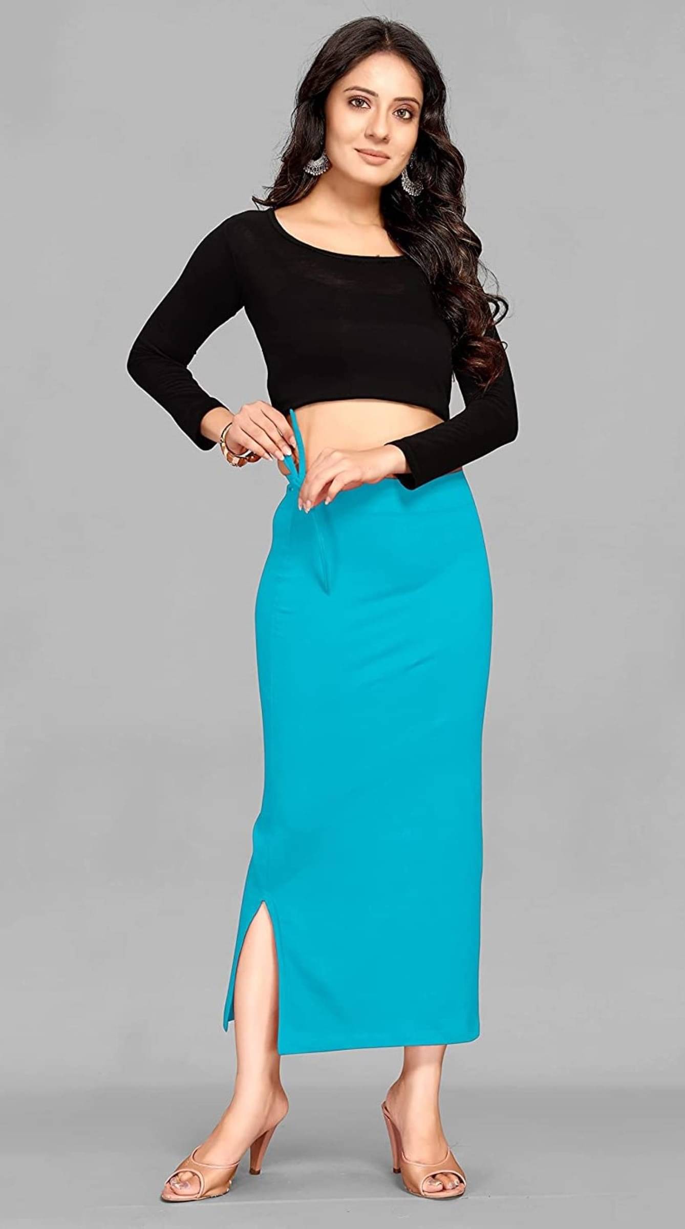     			DELTIN HUB Blue Lycra Petticoat - Single